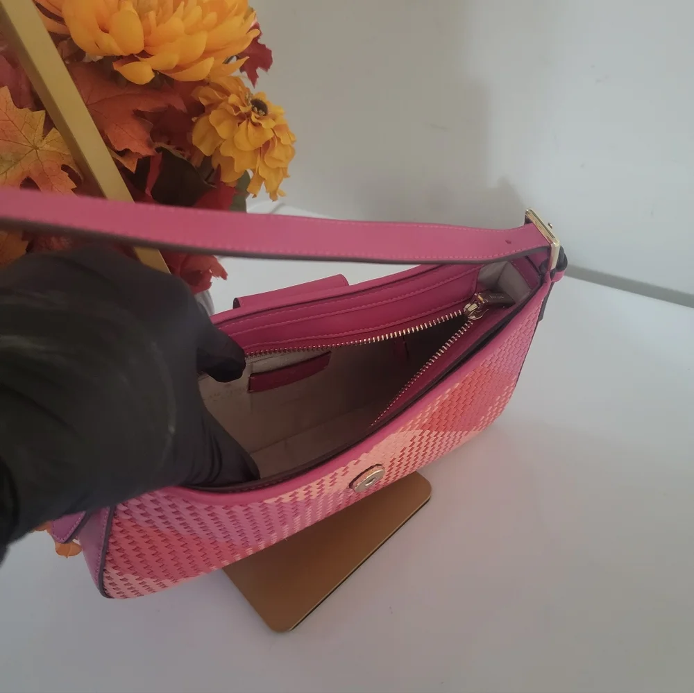 Kate Spade Vibrant Pink and Red Woven Shoulder Bag - Picture 9 of 9